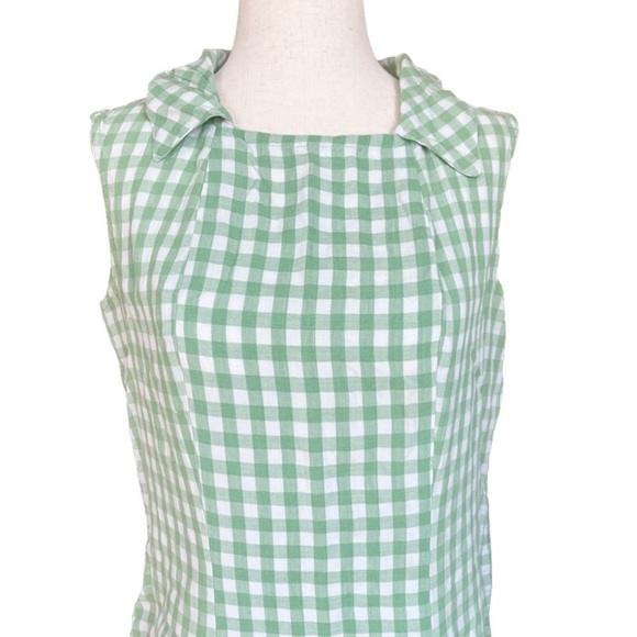 Vintage 60s Royal Miss Green Gingham Sundress Drop Waist Cottagecore Mod - Picture 2 of 8